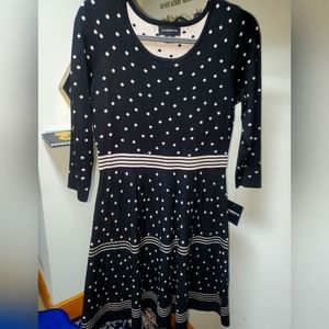 Liz Claiborne Knit Sweater dress - polka dot pattern - Medium